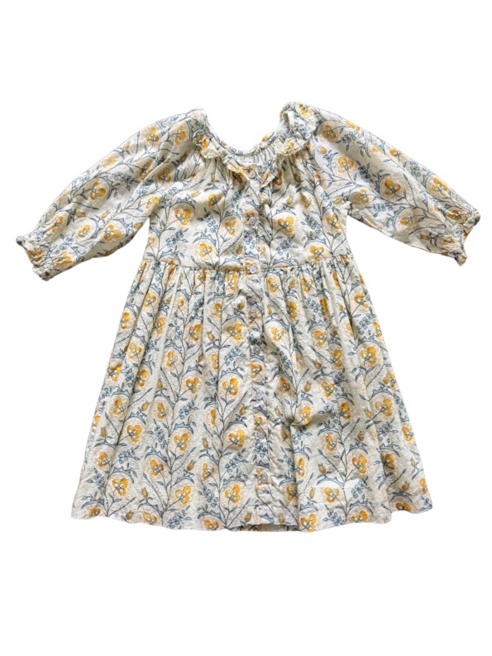🌼 Lali Kids Girls Floral Cotton Ruffle Collar Dress Size 6